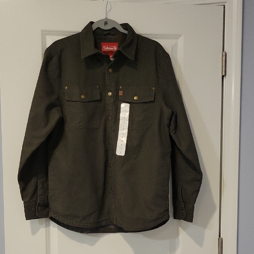 Coleman Men's Fleece Lined Canvas Utility Jacket In Beluga Black Size Small NWT